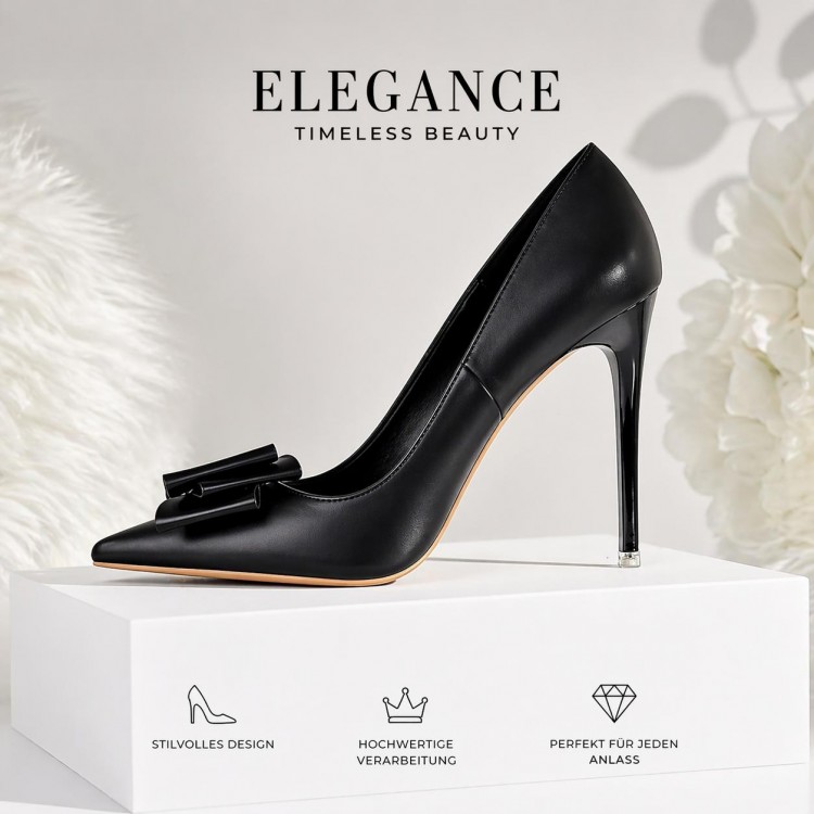 Chic Bow Stiletto Heels – Pointed Pumps